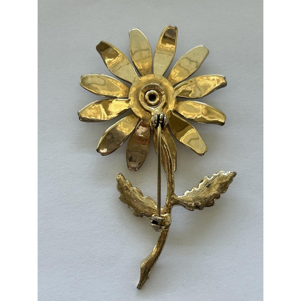 Vintage Accessocraft Enamel Metal Flower Brooch - Picture 3 of 3